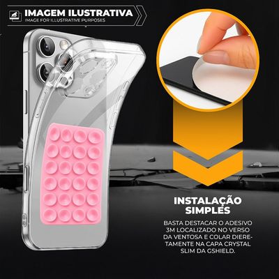 Kit Capa Crystal Slim para Iphone 16 + Ventosa ROSA  Gshield
