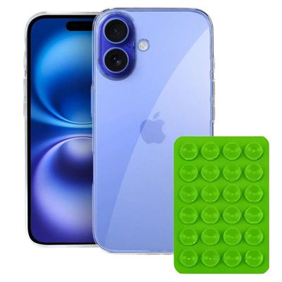 Kit Capa Crystal Slim para Iphone 16 + Ventosa VERDE Gshield