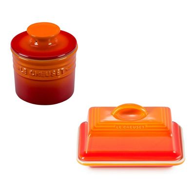 KIT LE CREUSET POTE DE MANTEIGA E MANTEIGUEIRA ESTILO EUROPEU 17,5CM EM CERÂMICA Laranja