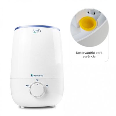 Umidificador de Ar Ultrassônico 3,4 Litros Umi Star Dellamed Branco / Bivolt
