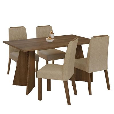 Conjunto Sala De Jantar Tampo De Madeira 4 Cadeiras Rustic/imperial Tulum Madesa
