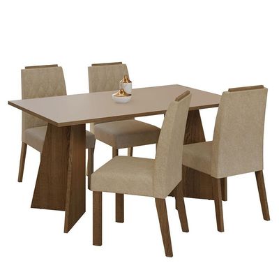 Conjunto Sala De Jantar Tampo De Madeira 4 Cadeiras Rustic/crema/imperial Tulum Madesa