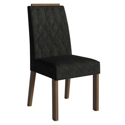 Conjunto Sala De Jantar Tampo De Madeira 4 Cadeiras Rustic/preto/oxford Tulum Madesa
