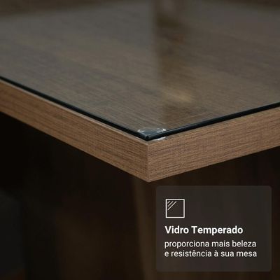 Conjunto Sala De Jantar Mesa Tampo De Vidro 4 Cadeiras Rustic/imperial Porto Madesa