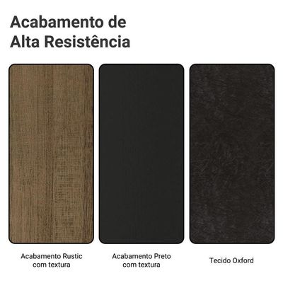 Conjunto Sala De Jantar Tampo De Vidro 6 Cadeiras Rustic/preto/oxford Madrid Madesa