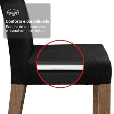 Conjunto Sala De Jantar Tampo De Vidro 6 Cadeiras Rustic/preto/oxford Madrid Madesa