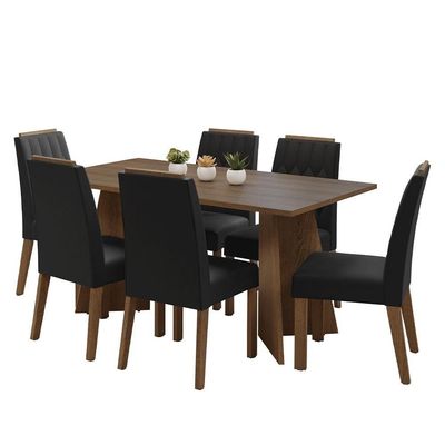 Conjunto Sala De Jantar Tampo De Madeira 6 Cadeiras Rustic/oxford Leon Madesa