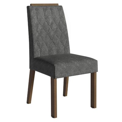 Conjunto Sala De Jantar Tampo De Vidro 6 Cadeiras Rustic/cinza/silver Sintra Madesa