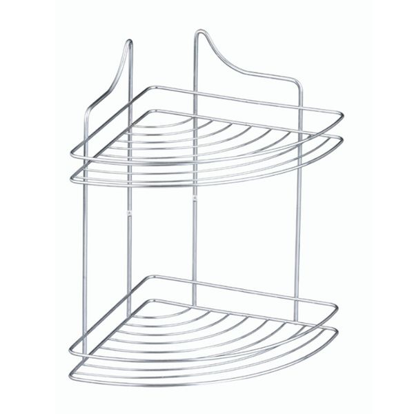 Porta Shampoo de Canto Duplo Suporte Cromado Organização Banheiro - Kit com 2 unidades