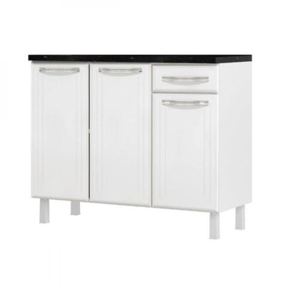 Balcão Triplo Esmeralda 3 Gavetas Com Tampo 820108 Telasul Branco