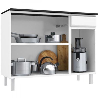 Balcão Triplo Esmeralda 3 Gavetas Com Tampo 820108 Telasul Branco