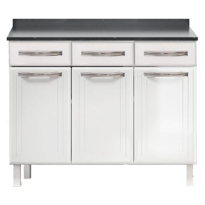 Balcão Triplo Esmeralda 3 Gavetas Com Tampo 820108 Telasul Branco