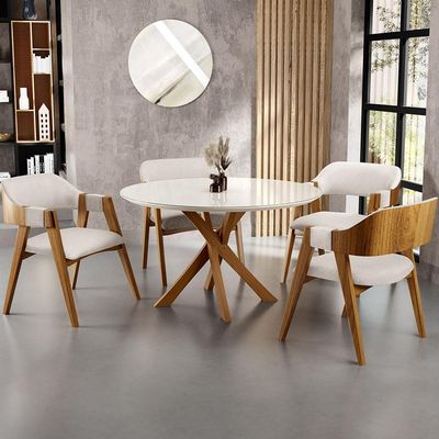 Cadeira Para Sala de Jantar e Estar Living Estofada Suran L02 Linho Cru - Lyam
