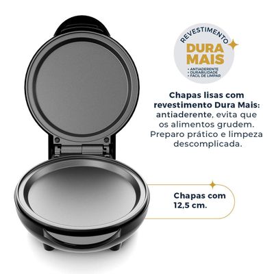 Mini Grill e Sanduicheira Britânia 550W Chapas Lisas BGRE03A 220V