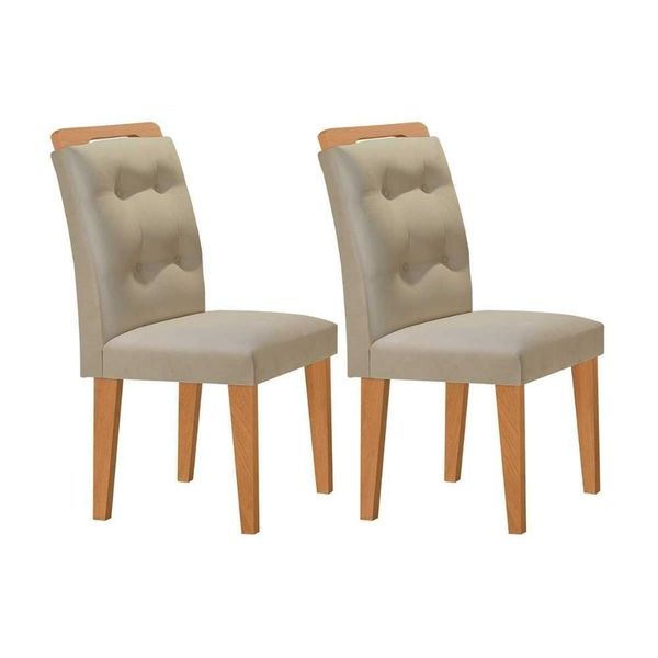 Kit 2 Cadeiras De Cozinha Imperatriz Madeira Capuccino-suede Creme - Rufato