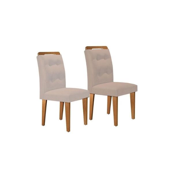 Kit 2 Cadeiras De Cozinha Imperatriz Imbuia-capuccino-suede Creme - Rufato