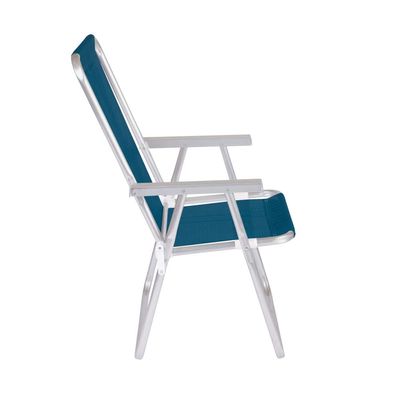 Kit 4 Cadeira Praia Alta Alumínio Conforto 120 kg Azul Mor