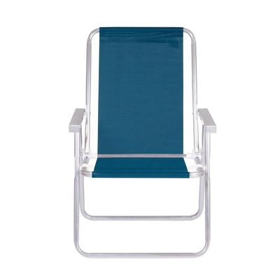 Kit 4 Cadeira Praia Alta Alumínio Conforto 120 kg Azul Mor