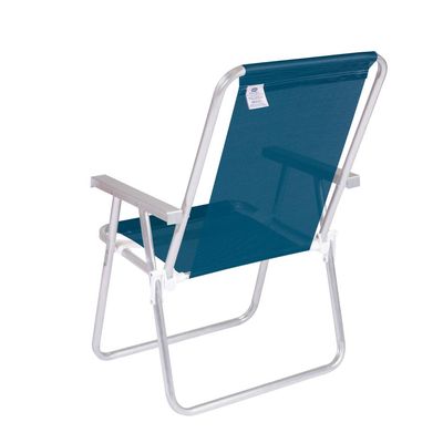 Kit 4 Cadeira Praia Alta Alumínio Conforto 120 kg Azul Mor