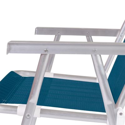 Kit 2 Cadeira Praia Alta Alumínio Conforto 120 kg Mor Azul