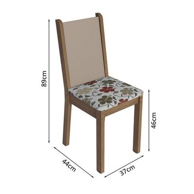 Conjunto Sala De Jantar Mesa Tampo De Madeira 4 Cadeiras Rustic/hibiscos Sophie Madesa