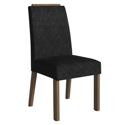 Conjunto Sala De Jantar Tampo De Madeira 4 Cadeiras Rustic/preto/oxford évora Madesa