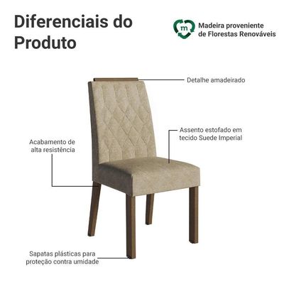 Kit 4 Cadeiras De Jantar 4256 Com Espaldar Rustic-imperial Madesa