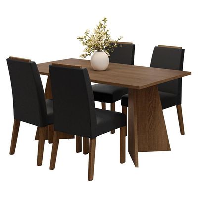 Conjunto Sala De Jantar Tampo De Madeira 4 Cadeiras Rustic/oxford évora Madesa
