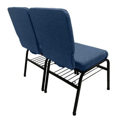 02 Cadeiras Para Igrejas C/ Porta Biblía E Porta Cálice Azul