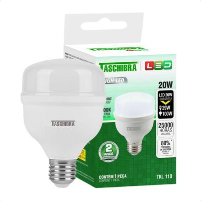 Kit 5 Lâmpadas High Led Tkl 20w Taschibra E27 Bivolt 4000k Neutro