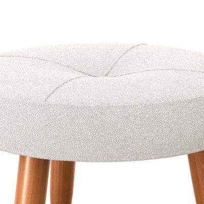 Puff Baixo Decorativo Para Descanço Havana Matrix Boucle Bege