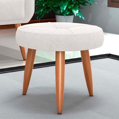 Puff Baixo Decorativo Para Descanço Havana Matrix Boucle Bege