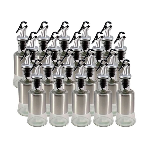 Kit 20 Azeiteiro Vinagreiro Recipiente em Vidro e Inox com Bico Dosador