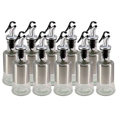 Kit 10 Azeiteiro Vinagreiro Recipiente em Vidro e Inox com Bico Dosador