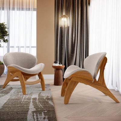 Kit 4 Poltronas Decorativa Orgânica Sala Living Kadosh L02 Bouclê Creme - Lyam Decor