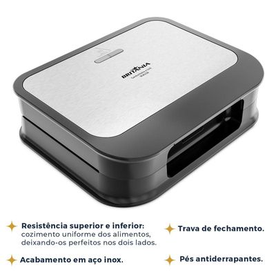 Sanduicheira e Grill Britânia Inox 2 em 1 750W BGR25B 127V