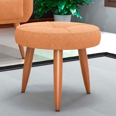 Puff Baixo Decorativo Para Descanço Havana Matrix Boucle Mostarda