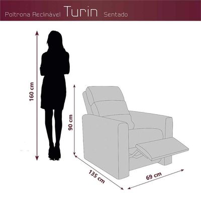 Poltrona Do Papai Confortável Reclinável Turin Matrix Sintetico Preto
