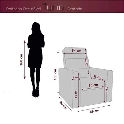 Poltrona Do Papai Confortável Reclinável Turin Matrix Sintetico Preto
