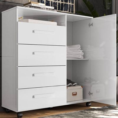 Cômoda 4 Gavetas Veneza Movelove - Branco Brilhante