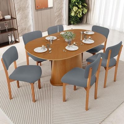 Kit 05 Cadeiras Para Sala De Jantar Cozinha Living Estofada Dara L02 Suede Cinza - Lyam Decor
