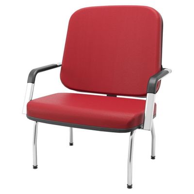 Kit 02 Cadeiras De Escritório Recepção Com Braço Fixa Cromada Magno P03 Vinil Vermelho - Lyam Decor