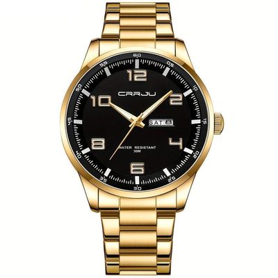 Relógio Masculino Pulseira Em Aço Inoxidável Movimento Quartzo Analógico Dourado