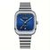 Relógio Casual Masculino De Quartzo Pulseira De Aço Inoxidável Quadrado Prata Azul