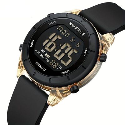 Relógio De Pulso Digital Feminino Lcd Tela Pulseira De Silicone 3atm Preto