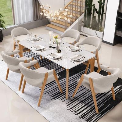 Kit 06 Cadeiras De Jantar E Estar Living Estofada Nadja L02 Suede Bege - Gtdnexxus