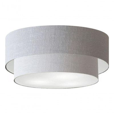 Plafon Duplo Cilíndrico Vivare Md-3064 Cúpula Em Tecido 70x60cm - Bivolt Rustico-cinza 127/220v