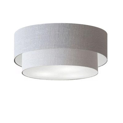 Plafon Duplo Cilíndrico Vivare Md-3064 Cúpula Em Tecido 70x60cm - Bivolt Rustico-cinza 127/220v