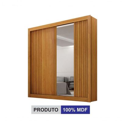 Guarda-roupa Solteiro Mdf 2 Portas De Correr 2 Gavetas Com Espelho Milano Leifer Móveis Cinamomo