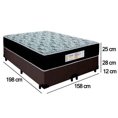 Cama Box Queen Bipartido Suede + Colchão Molas Ensacadas Sereneprime Sonnolux 158x198x65 Marrom